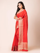 KAVVYA SOOTHING RED SOFT & LIGHT WEIGHT CELEBRITY THEME WEAVING SILK SAREE - KAVVYA